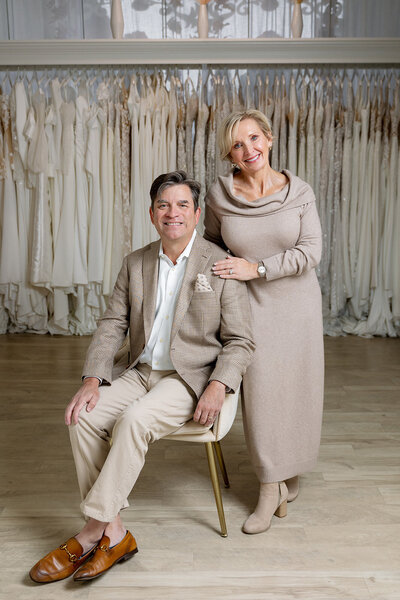 Allen and Kelly together in their bridal boutique